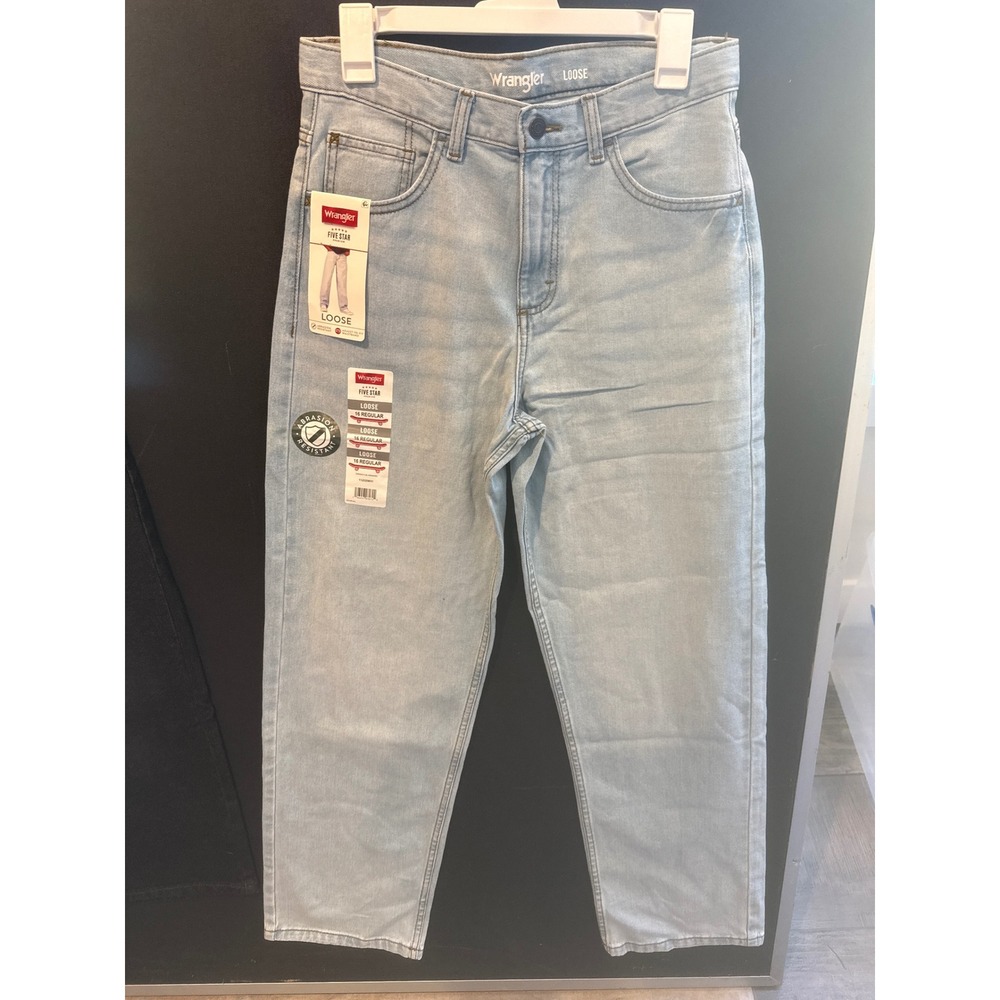 Wrangler Five Star Premium Boys Loose Fit Jeans Light Wash Size 16 Regular NWT